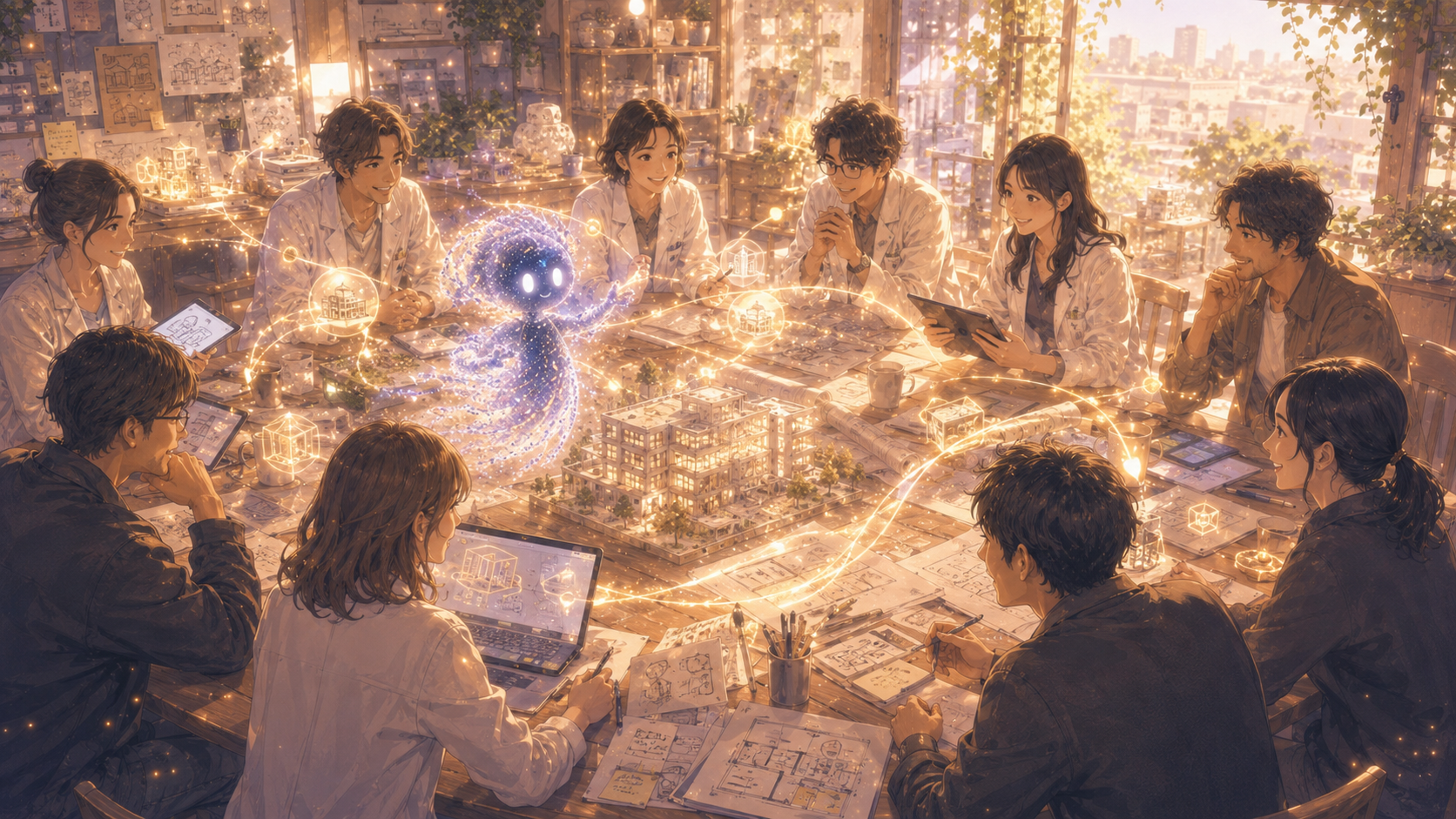 社外の人たちと実験する画像